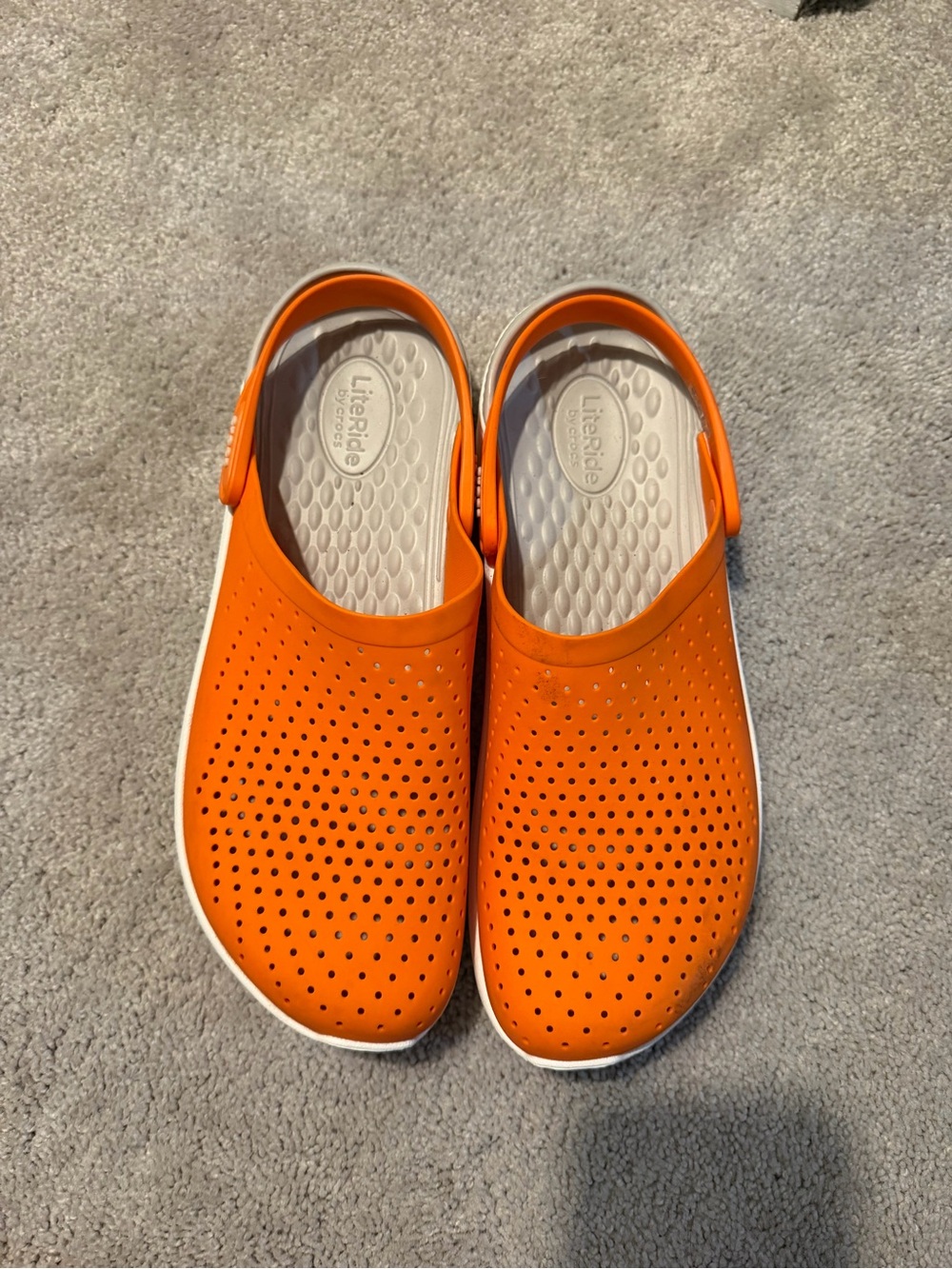 CROCS Men’s Slip-On Clogs in Bright Orange with White Trim